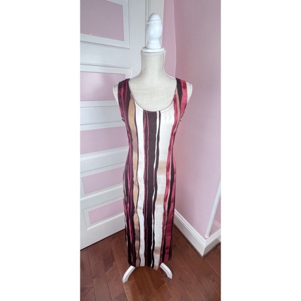 Women's Nina Leonard Bar-Back Print Maxi Dress Size M NWOT‎